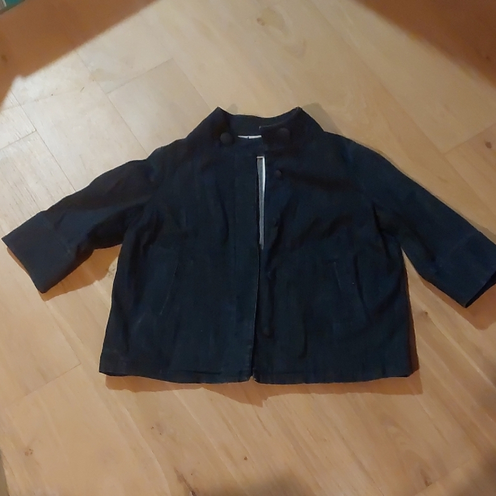 Talbots Dark Denim Jacket With Pockets And Large Buttons